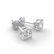 Round lab grown diamond stud earrings side view with secure push back